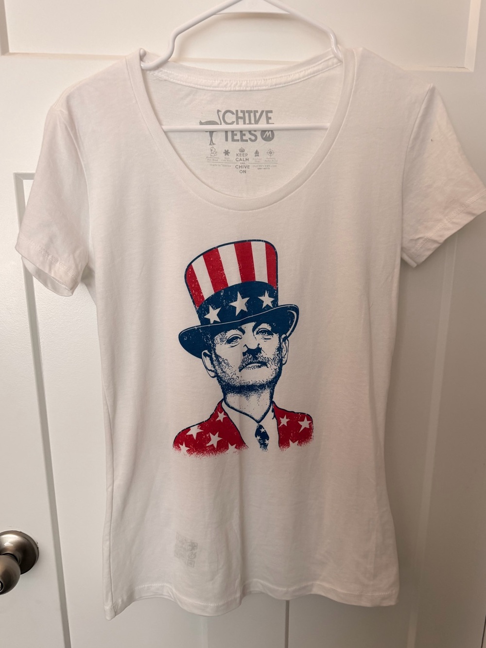 The Chive Graphic Tee - White with Red & Blue Patriotic Print